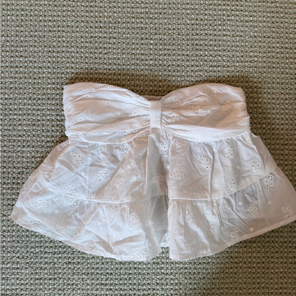 Edikted White Eyelet Strapless Top